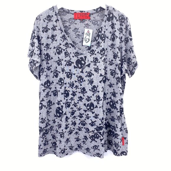 Tripp NYC X Torrid burnout skull v-neck t shirt tee size 3X NWT Y2L - Picture 1 of 8